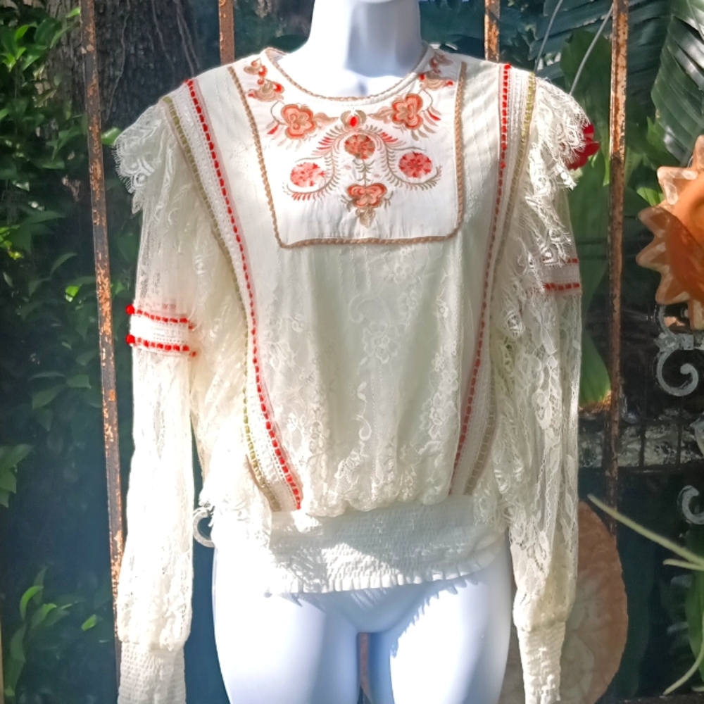 Blink London romantic lace Bohemian shirt XS